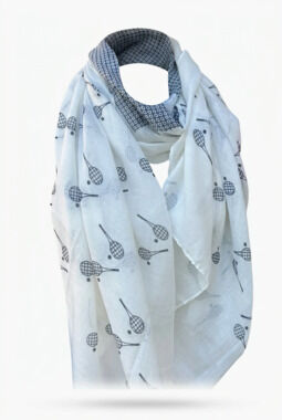 Runway Athletics Tennis Racquet Print Lightweight Scarf